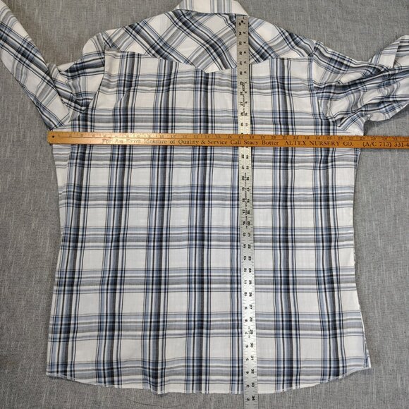 VINTAGE Wrangler Shirt Size XXLT 2XL Tall Pearl Snap Western Plaid Long Sleeve - Picture 7 of 10